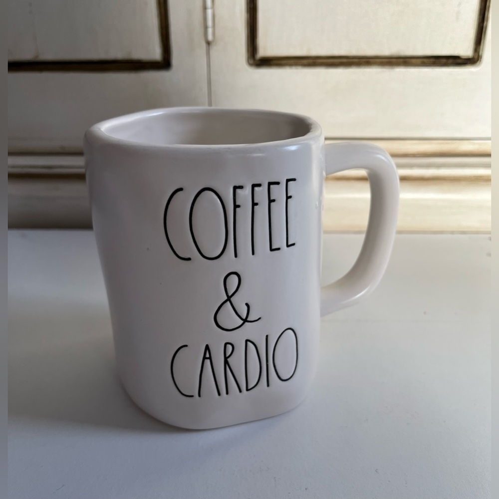 Rae Dunn "coffee & Cardio" Coffee Mug Ceramic Cup Collectible Workout Gym